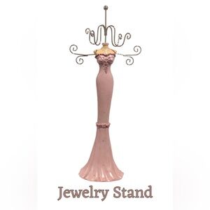 Stylish Model Pink Jewelry Organizer with Inset Rhinestones 15” High